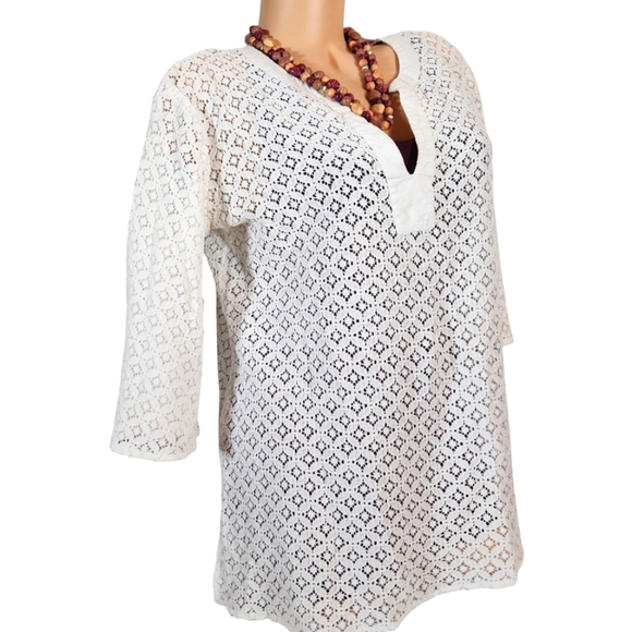 SOFI S/M WHITE EYELET SWIMSUIT COVER UP - Picture 3 of 5